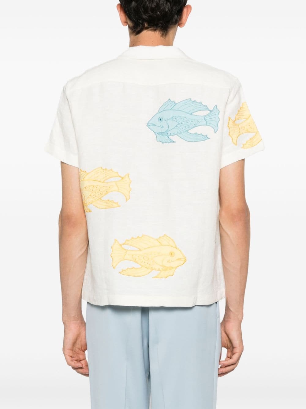 fish-patch linen shirt - 4