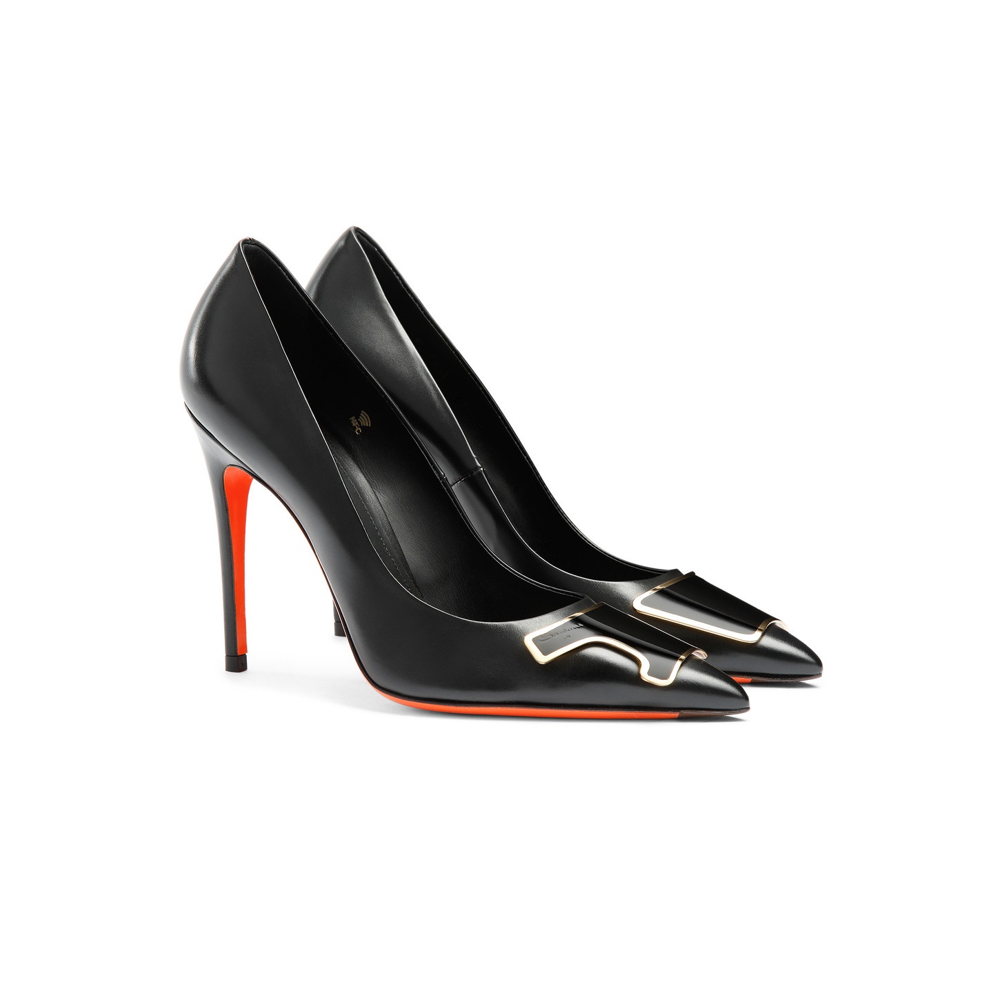 Women's black leather high-heel Santoni Sibille pump - 3