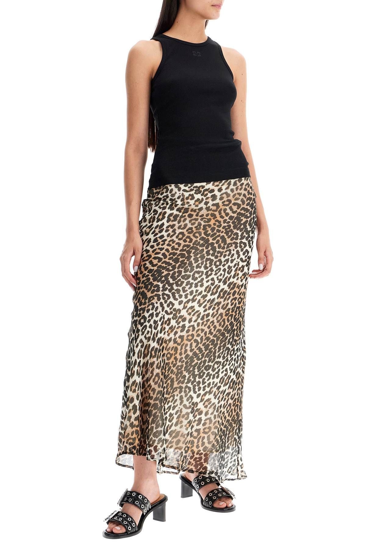 LONG CHIFFON ANIMAL PRINT MAXI SKIRT - 2