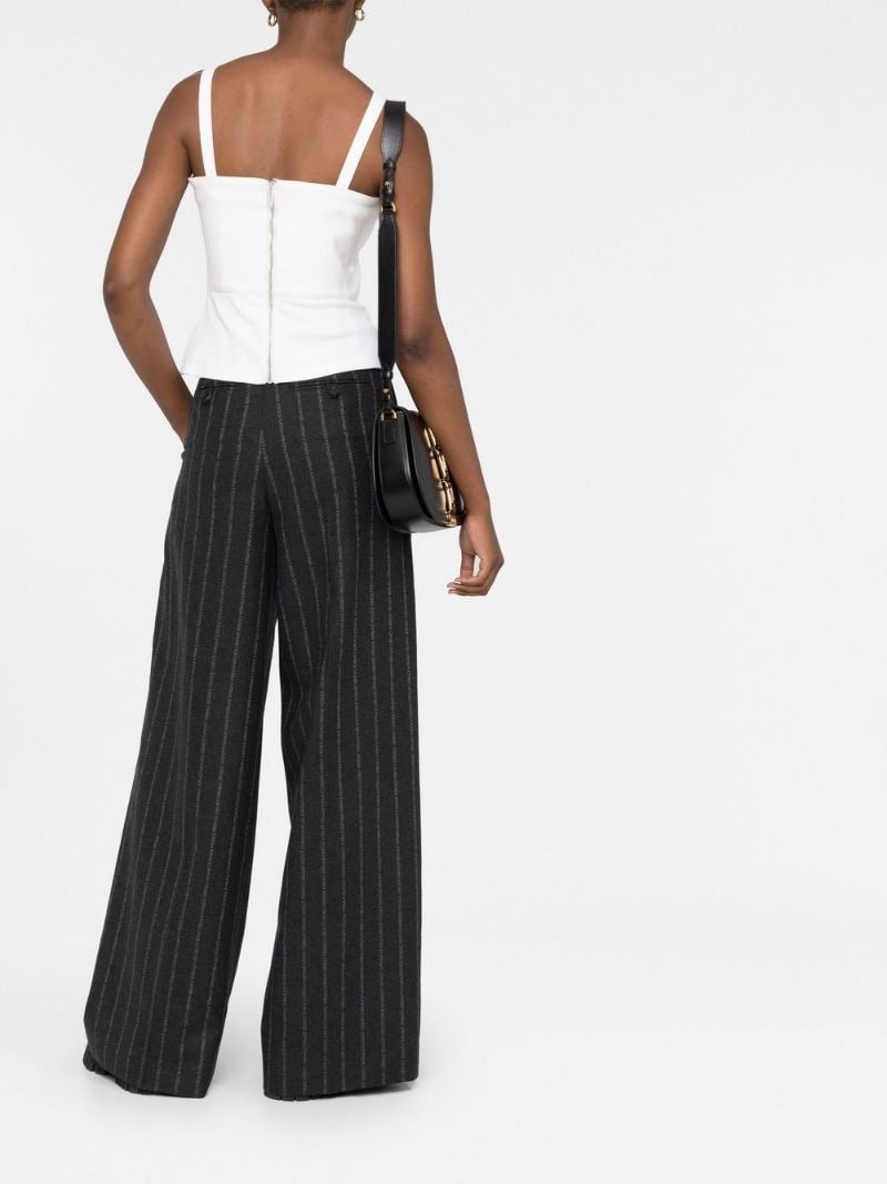 logo-pinstripe trousers - 8