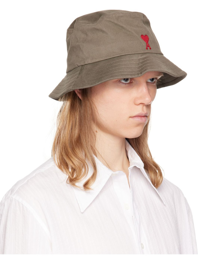 AMI Paris Gray Ami de Coeur Embroidery Bucket Hat outlook