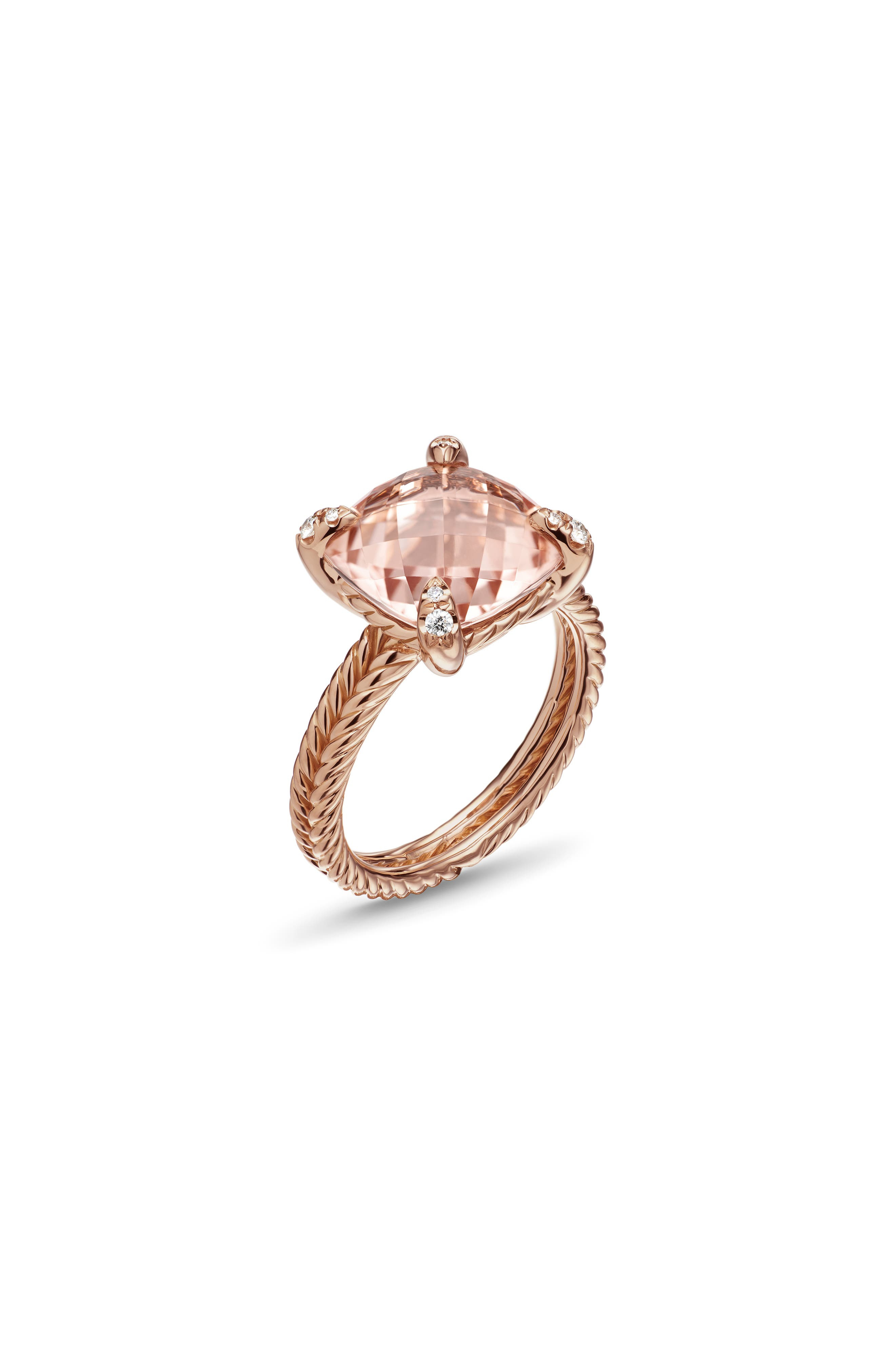 David Yurman Châtelaine® Morganite & Diamond Ring in 18K Rose Gold in Rose Gold/Diamond/Morganite at - 5