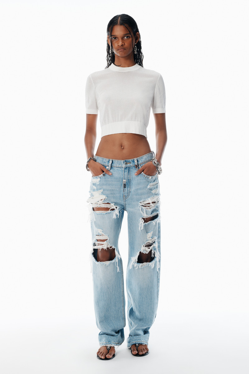 Alexander Wang White Clear Bead Hotfix Crewneck Tee outlook