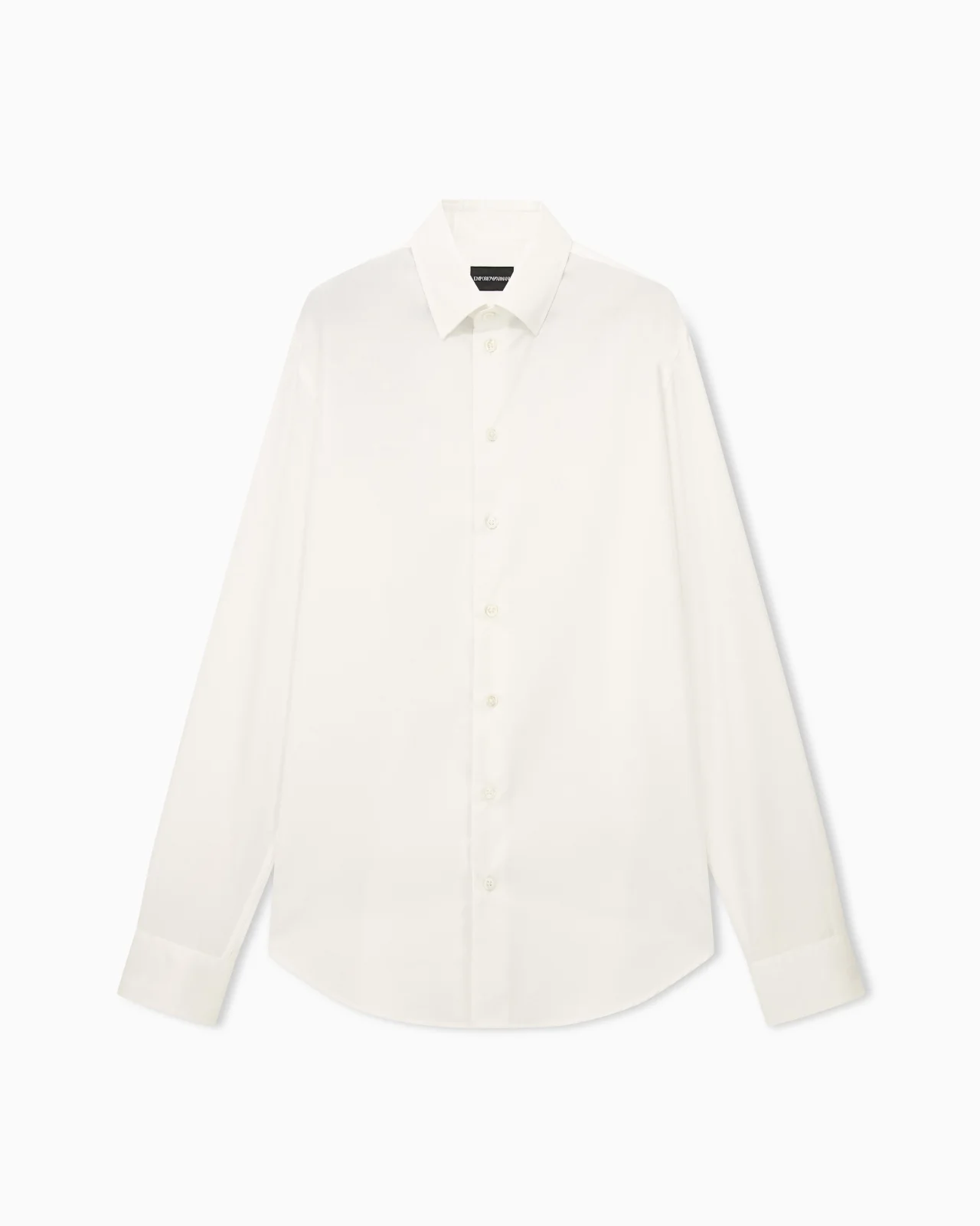 COTTON DRESS SHIRT WITH A POINTED COLLAR AND LONG SLEEVES - 1