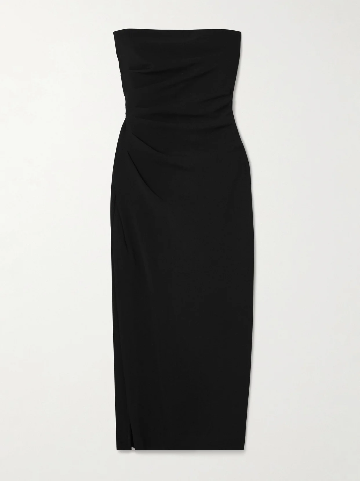 Shira Draped Strapless Crepe Midi Dress - 1