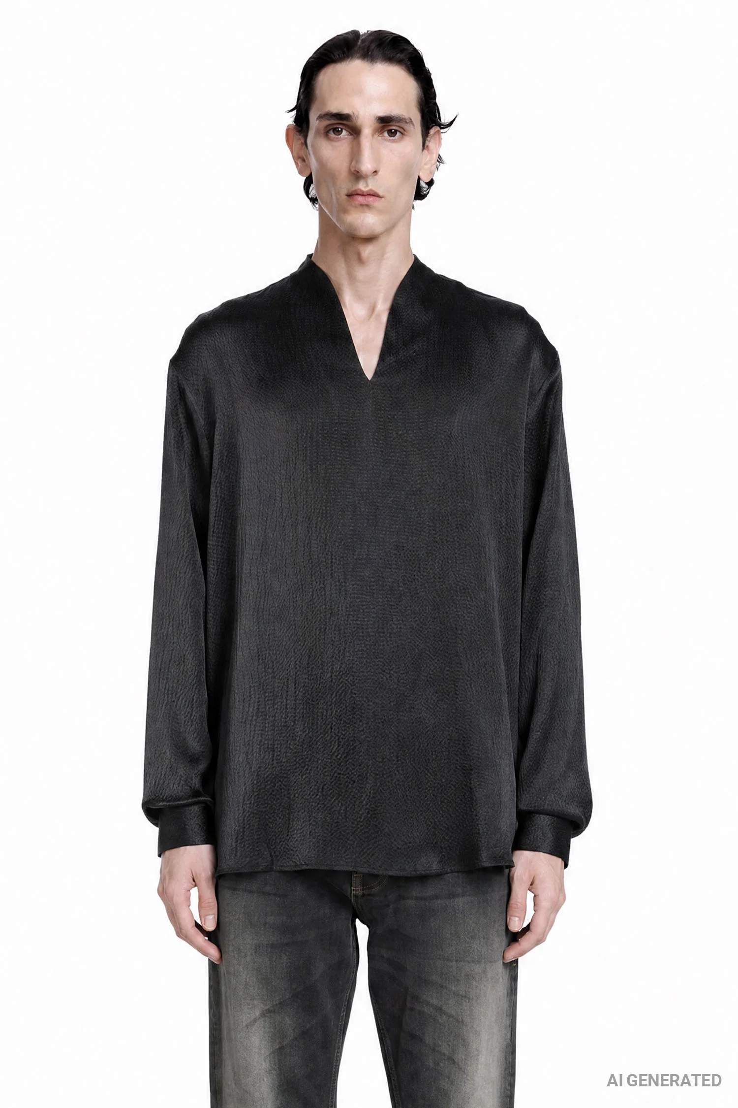 Hammered Silk Satin Shirt - 1