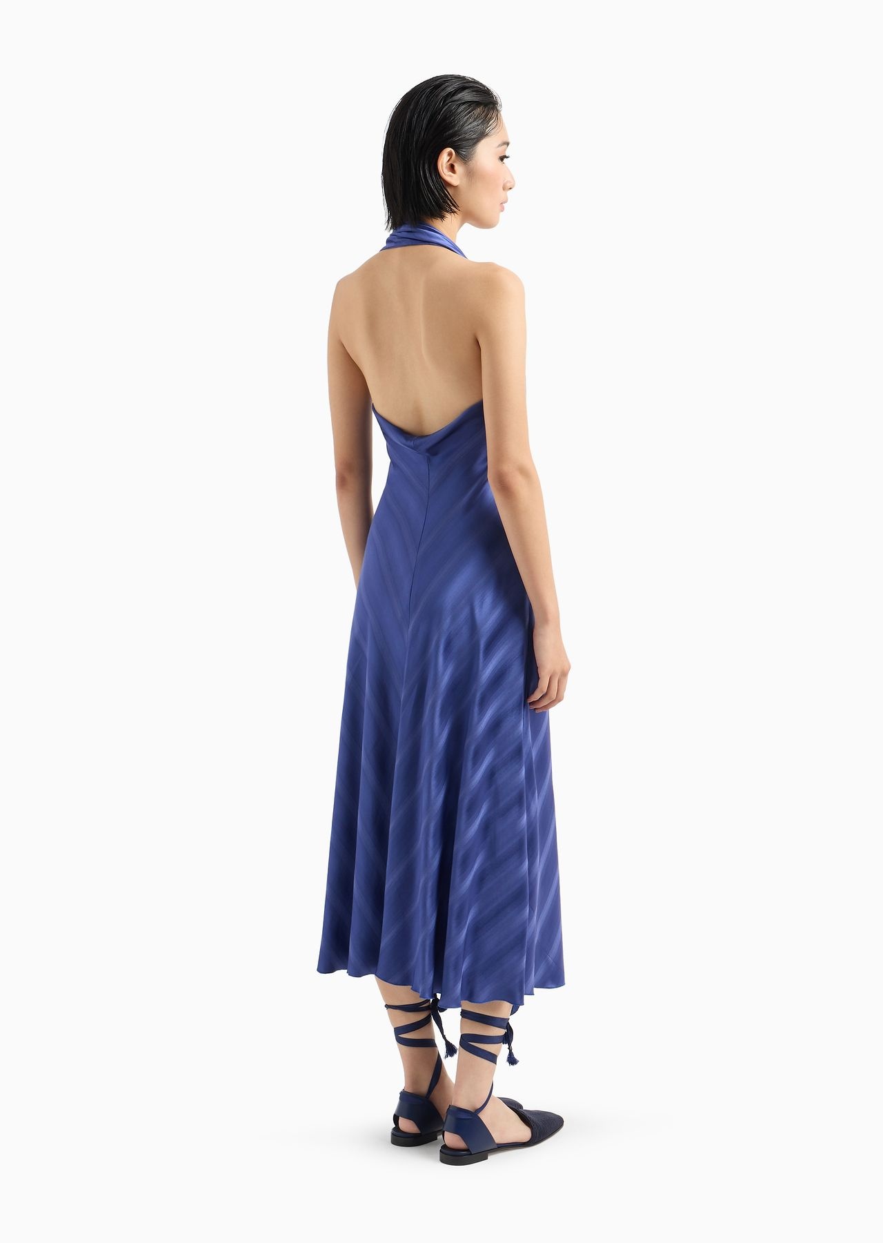 One-shoulder dress in jacquard viscose with diagonal gradient-effect motif - 3