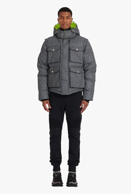 Capsule After ski - Ivory and black reflective quilted coat with Balmain monogram - 4