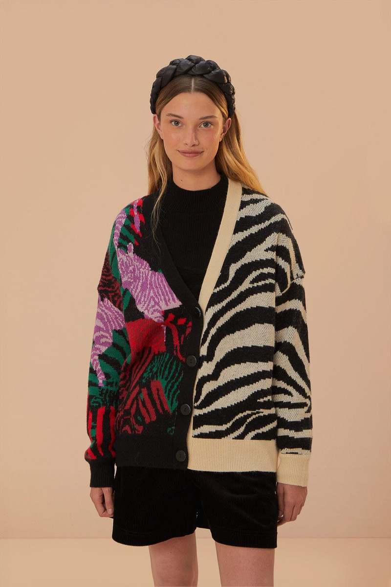 Mixed Zebra Prints Knit Cardigan 3