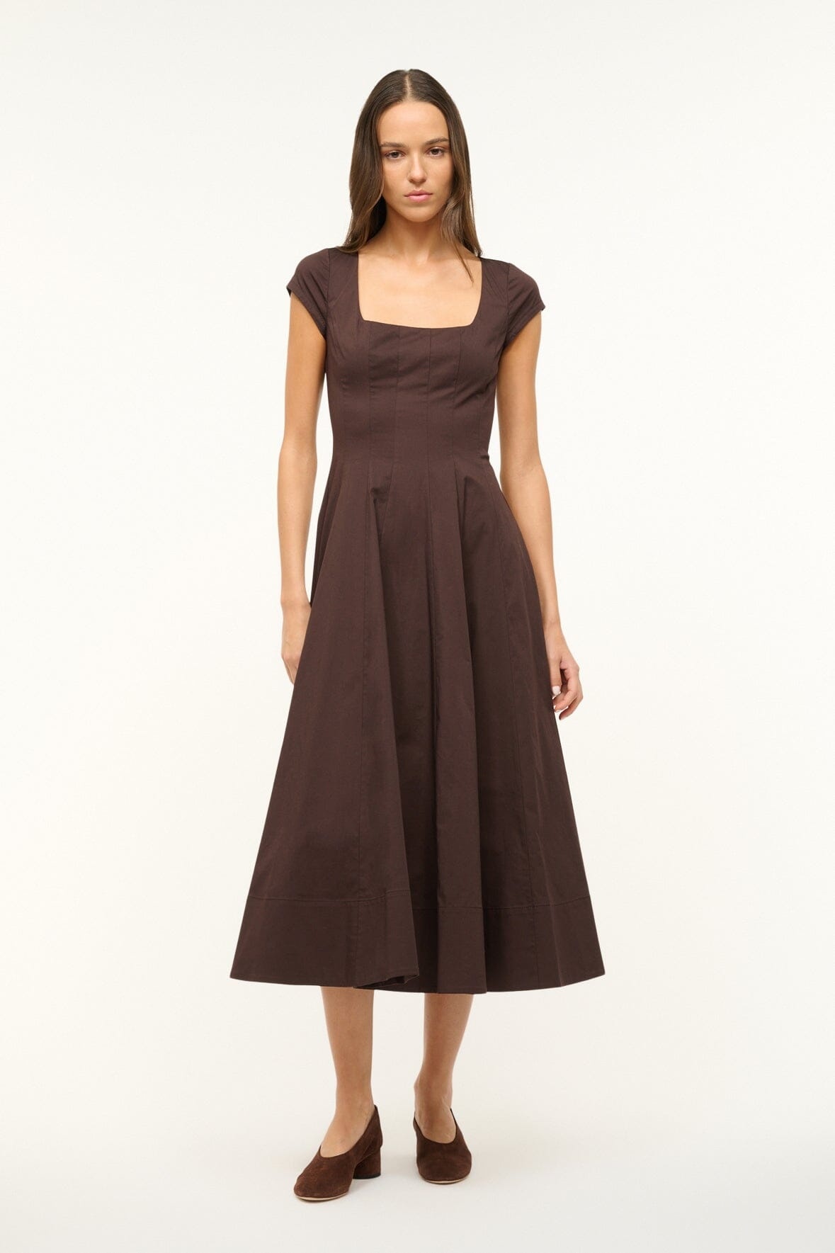 STAUD SHORT SLEEVE WELLS DRESS EARTH - 2