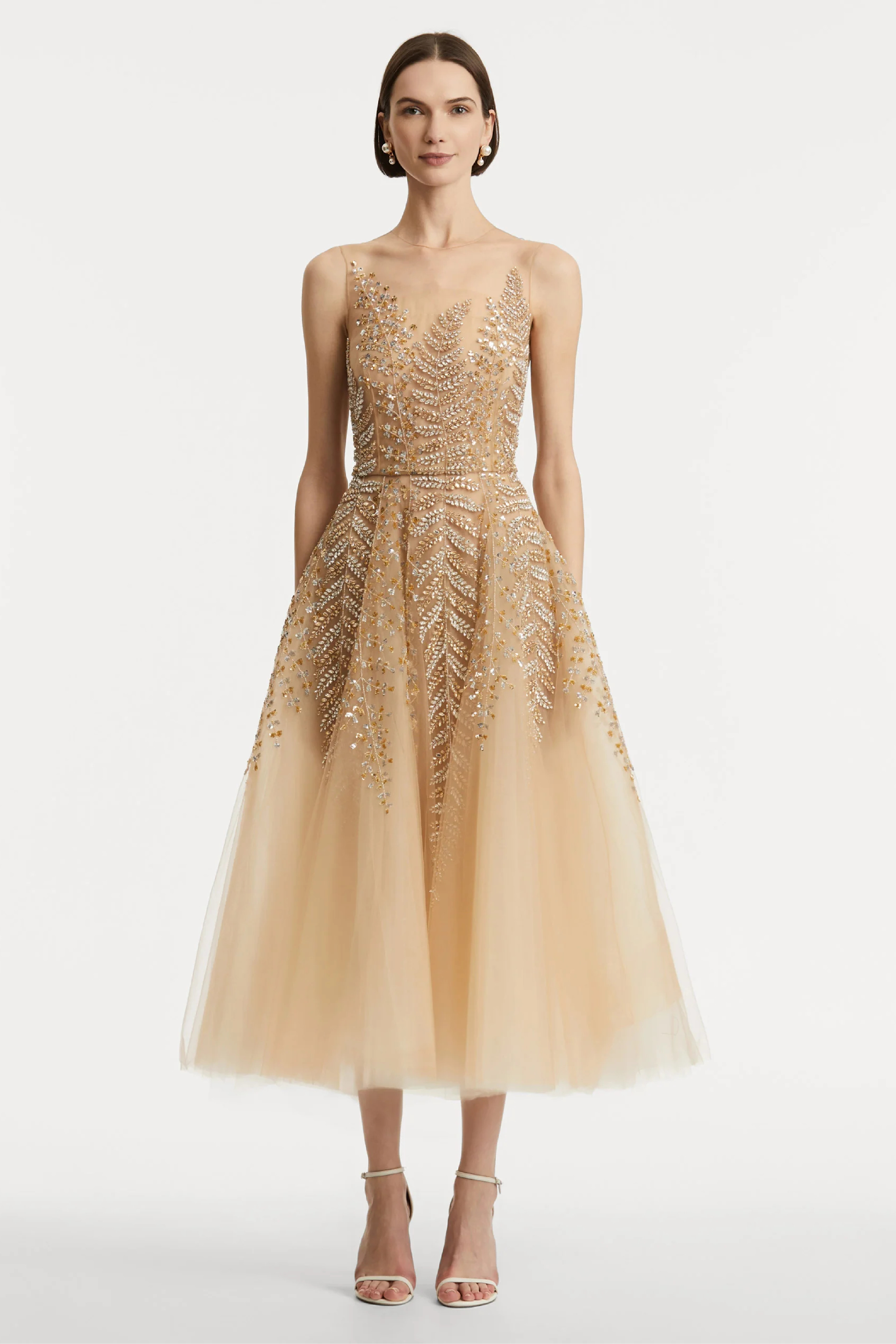 FERN EMBROIDERED ILLUSION COCKTAIL DRESS - 2
