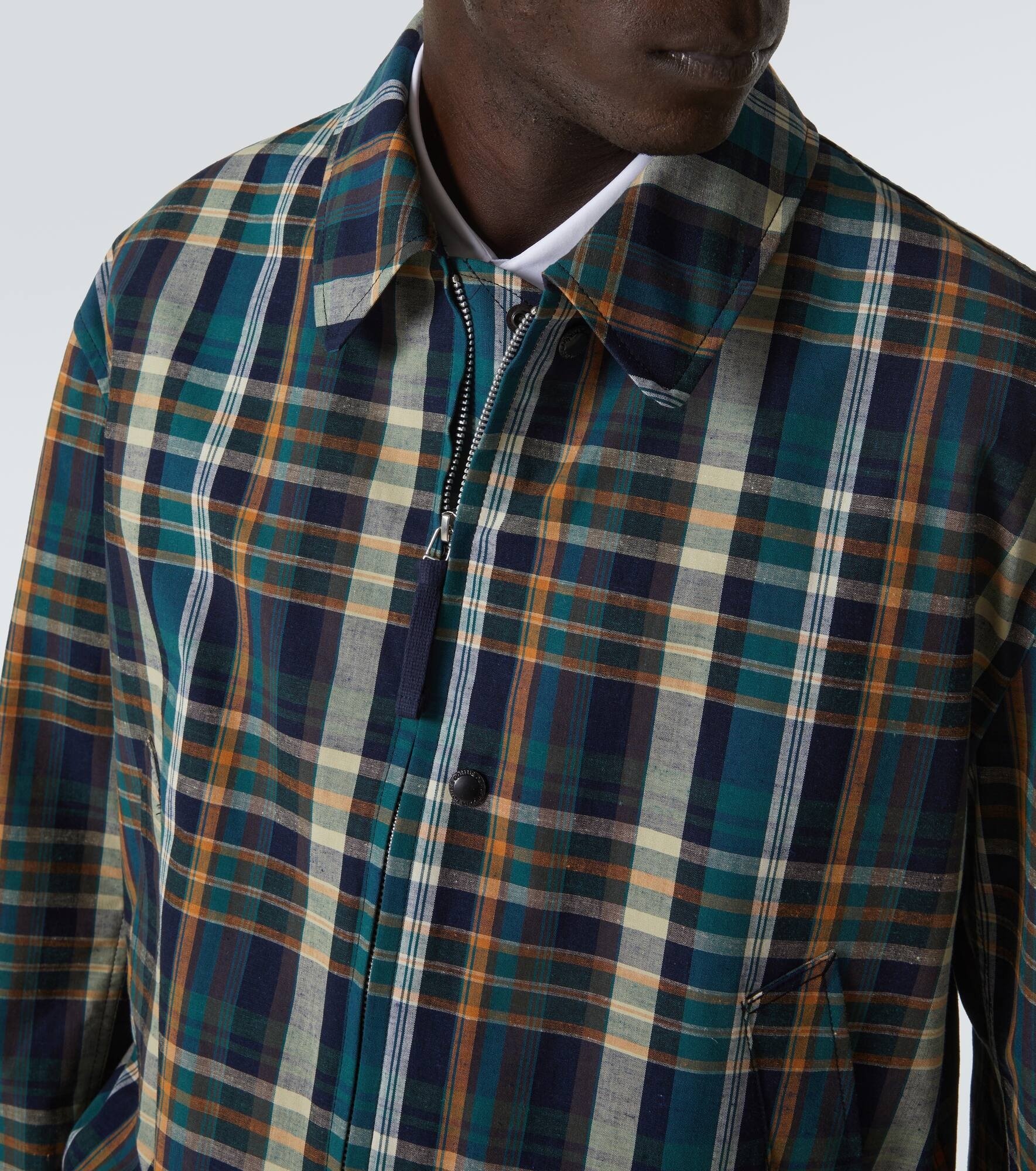 Checked cotton and linen blouson - 7