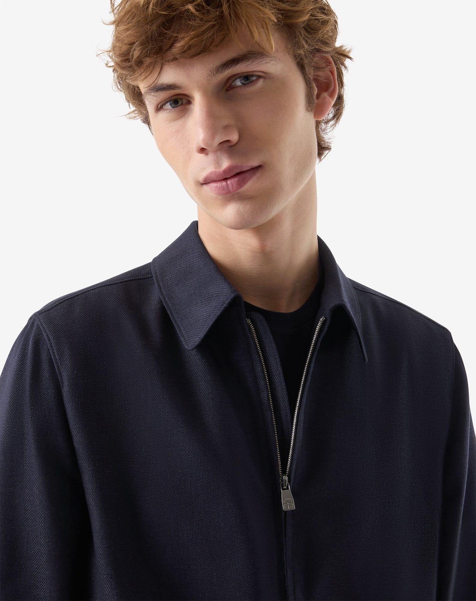 Navy blue pure silk jacket - 4
