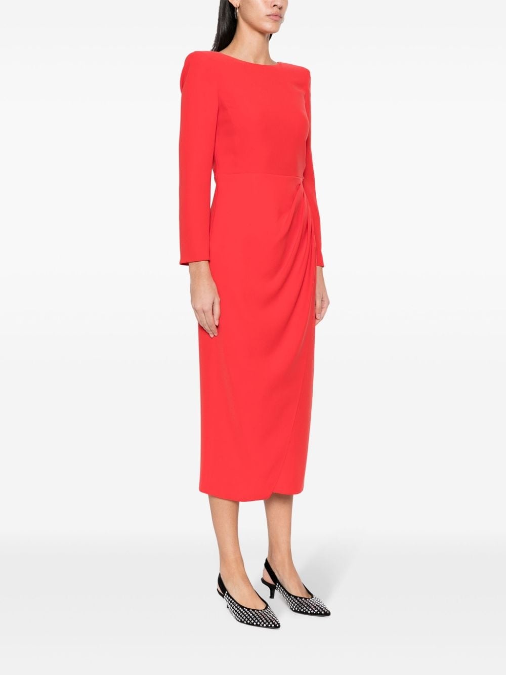 draped crepe midi dress - 3