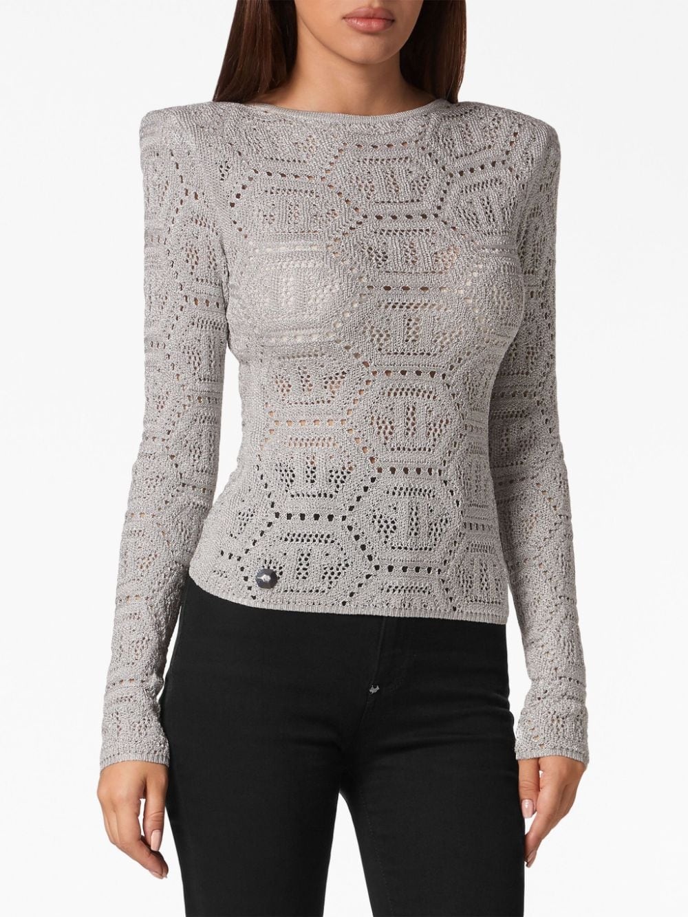 logo-embroidered knitted top - 3