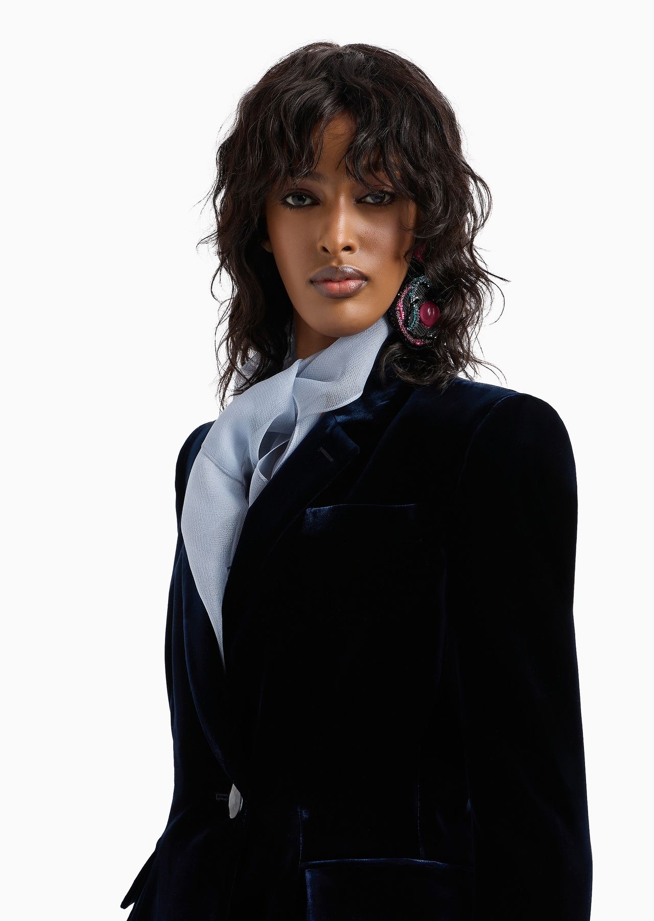 Single-breasted jacket in velvet - 5