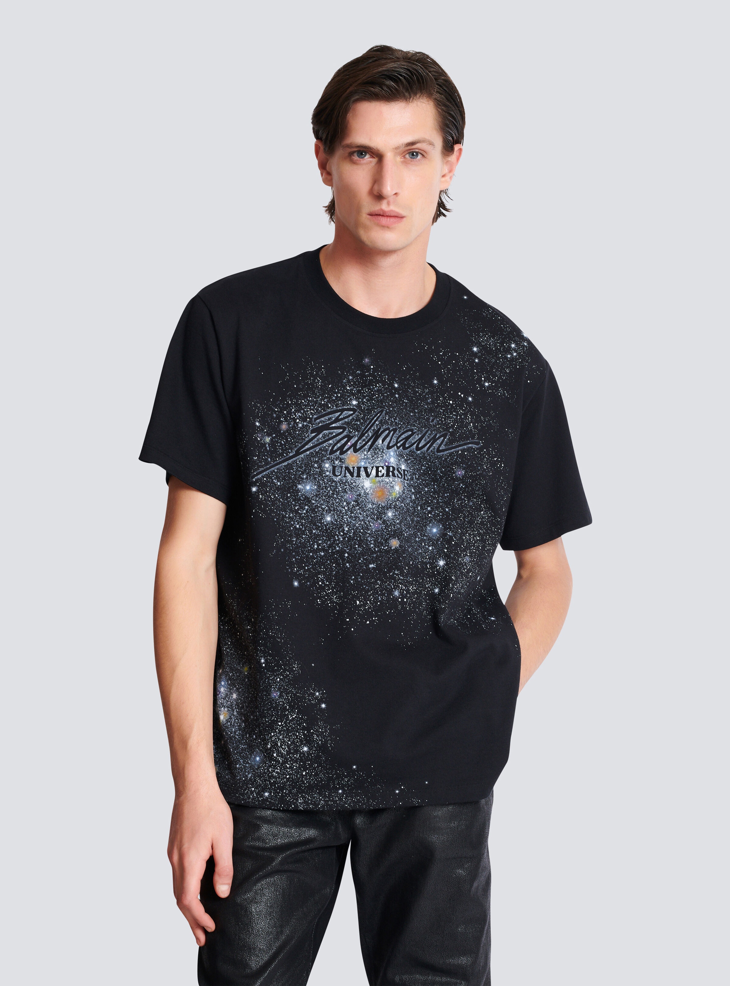Printed Balmain Universe logo and stars T-shirt - 6
