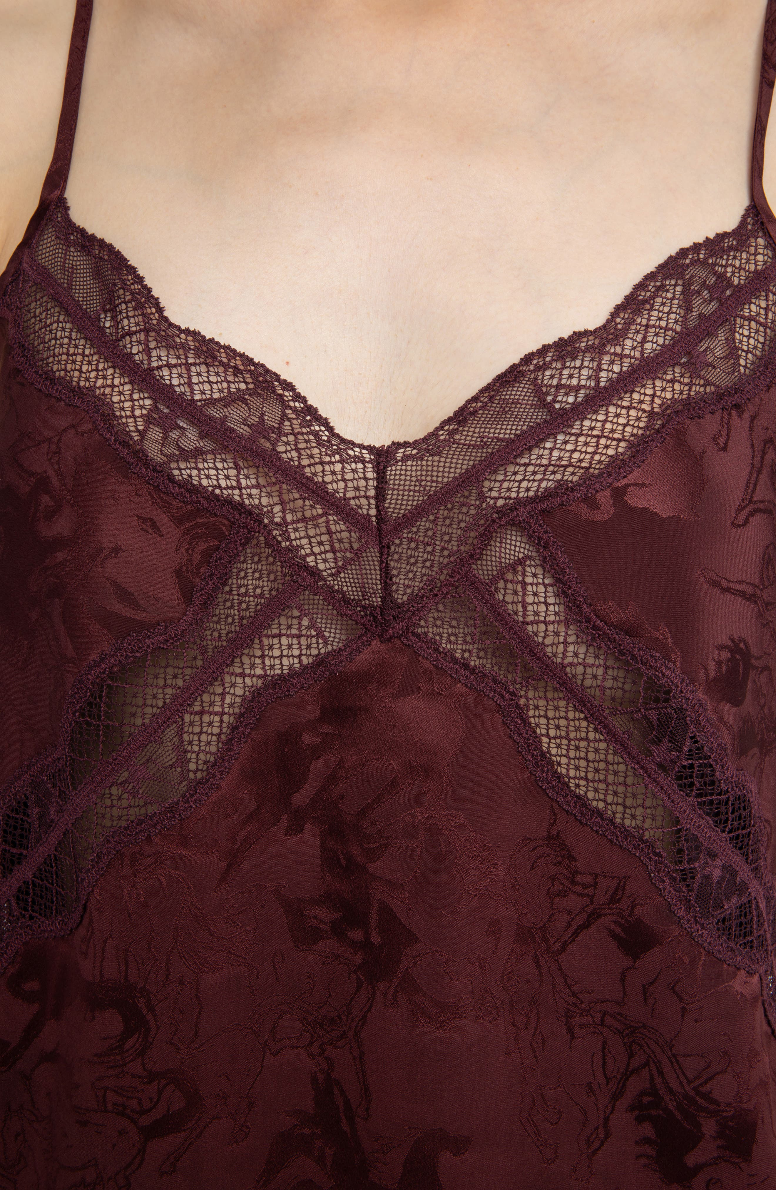 Zadig & Voltaire Cishi Silk Jacquard Camisole in Burgundy at Nordstrom - 3