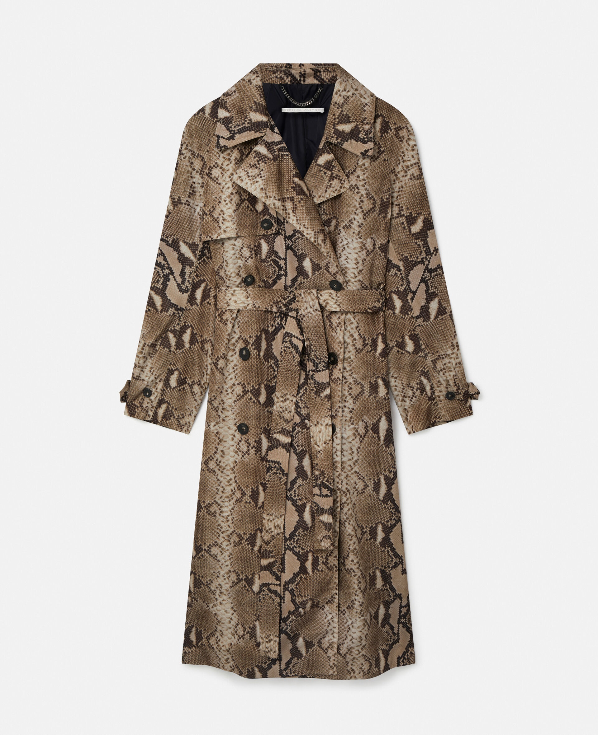 Python Print Belted Trench Coat - 1