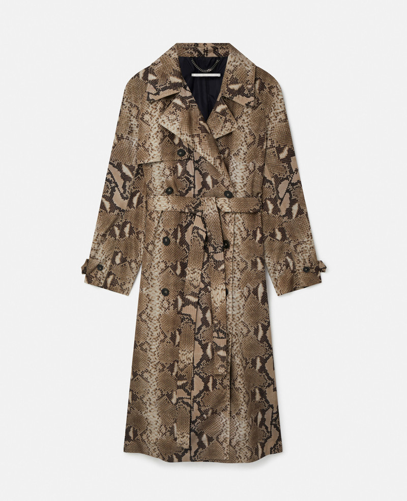 Python Print Belted Trench Coat - 1