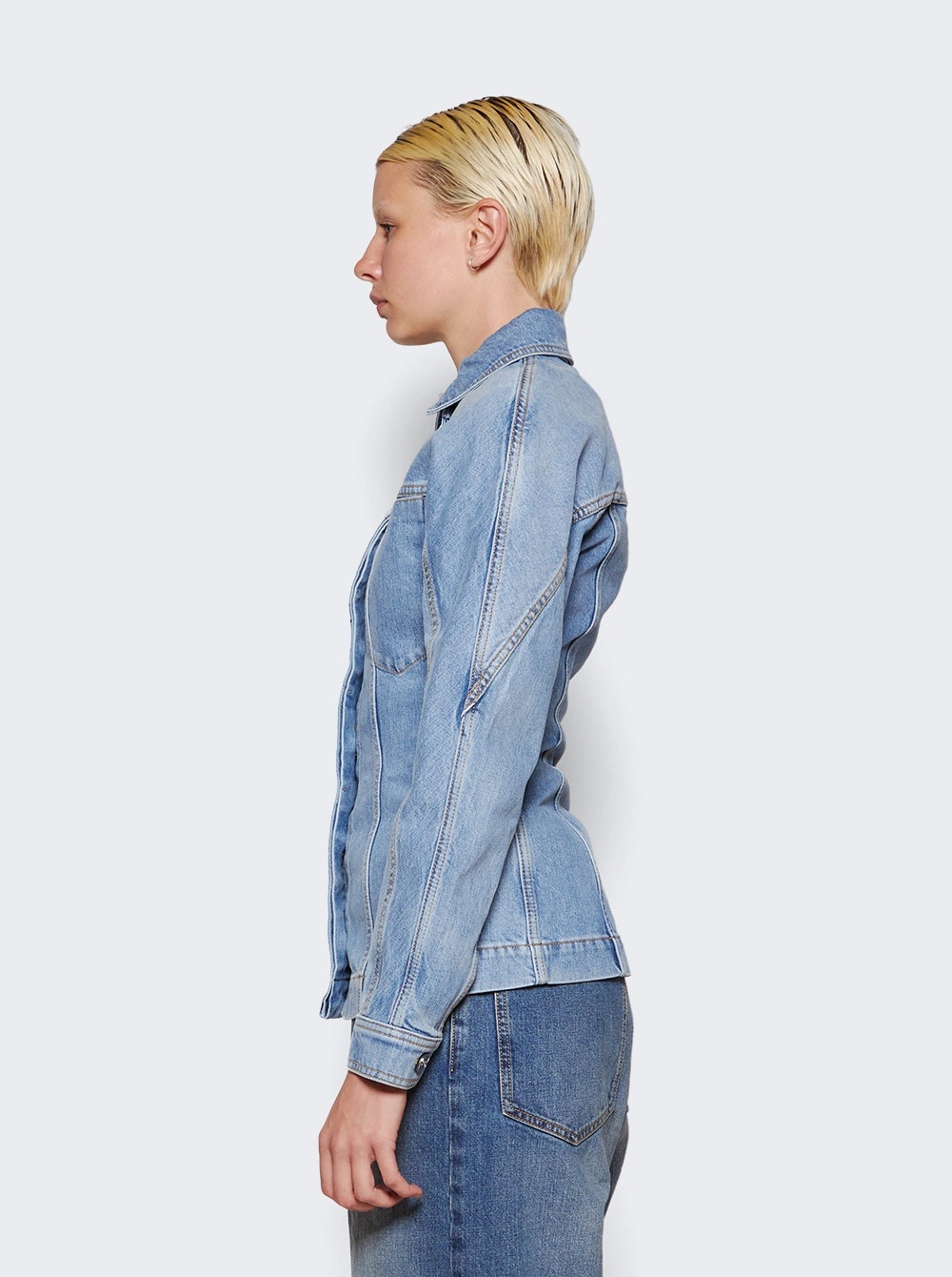 Fitted Denim Jacket Blue - 4