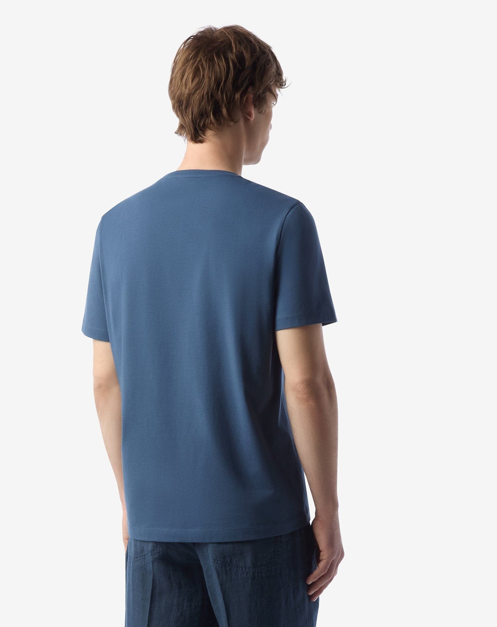 Blue stretch jersey crew neck t-shirt - 3