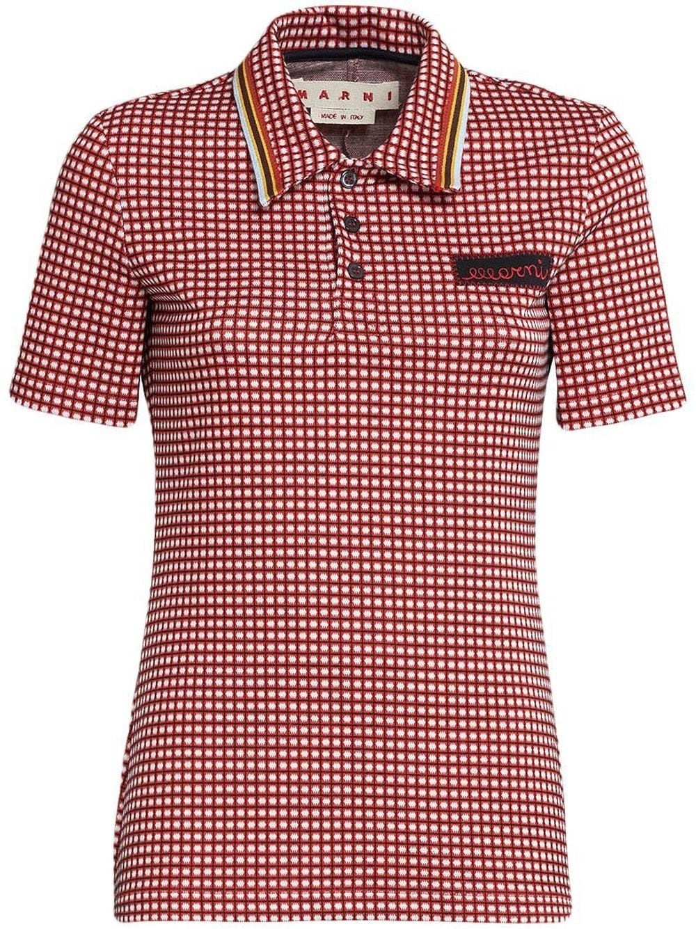 checked short-sleeve polo shirt - 1