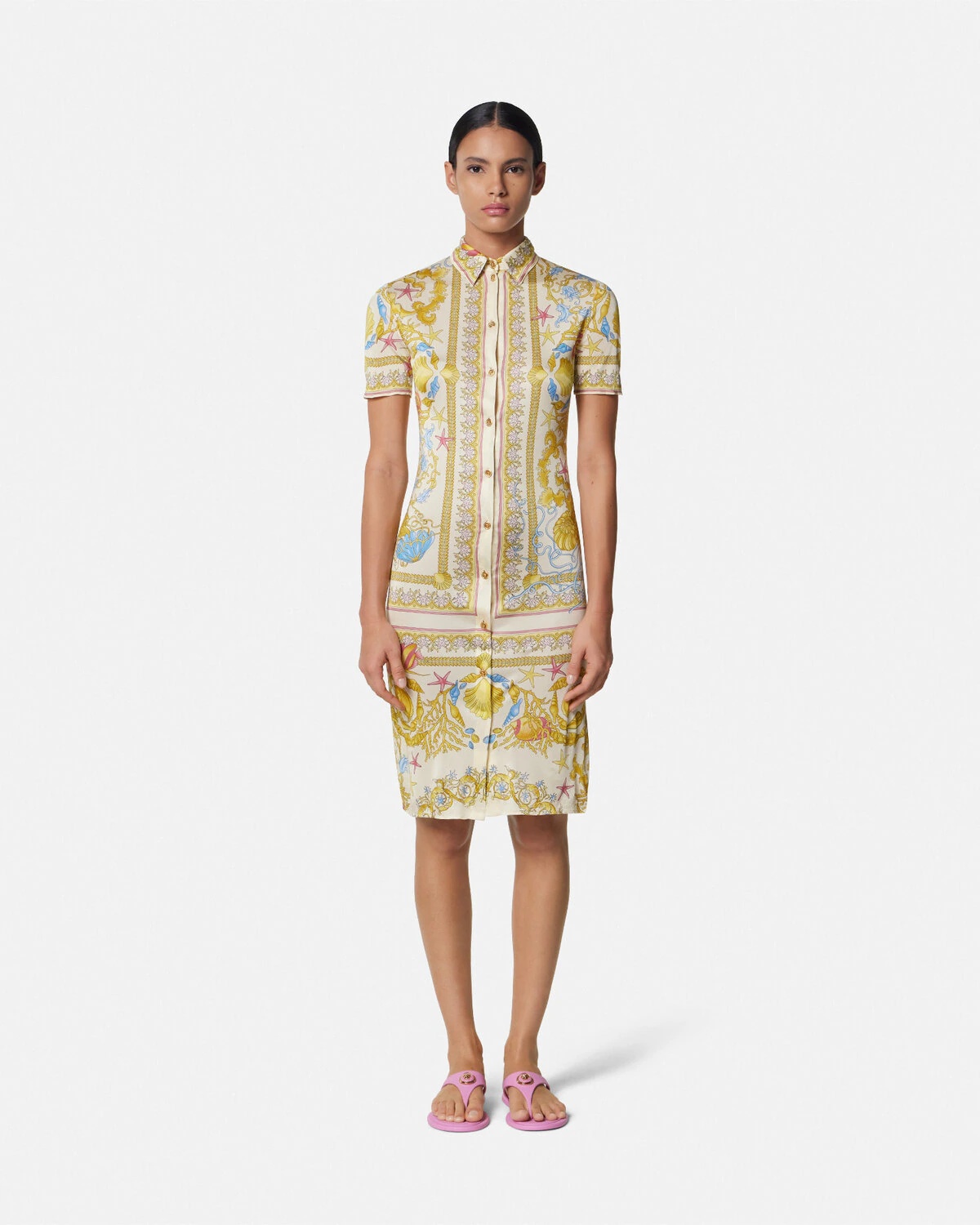 Underwater Barocco Fitted Midi Shirt Dress - 4