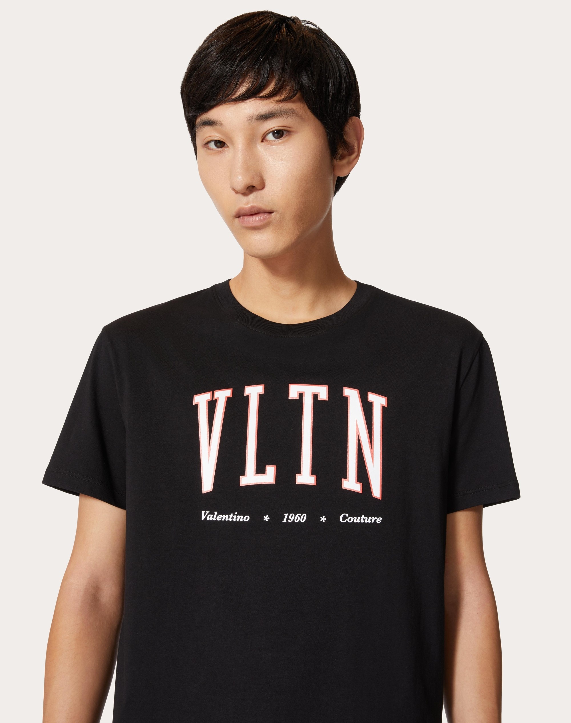 COTTON CREWNECK T-SHIRT WITH VLTN PRINT - 5