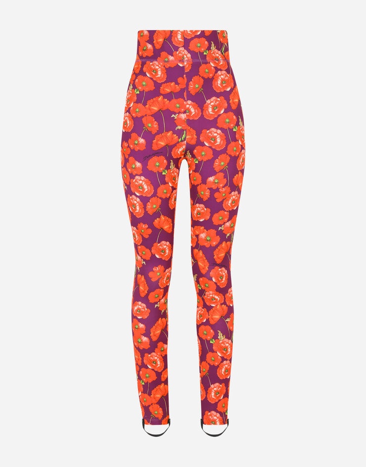 Run-resistant jersey leggings with poppy print - 3