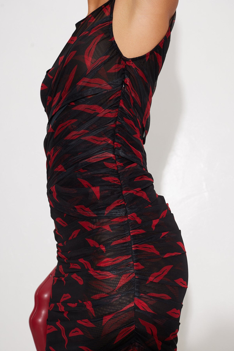 Kinny Mesh Dress in Lip Print 7