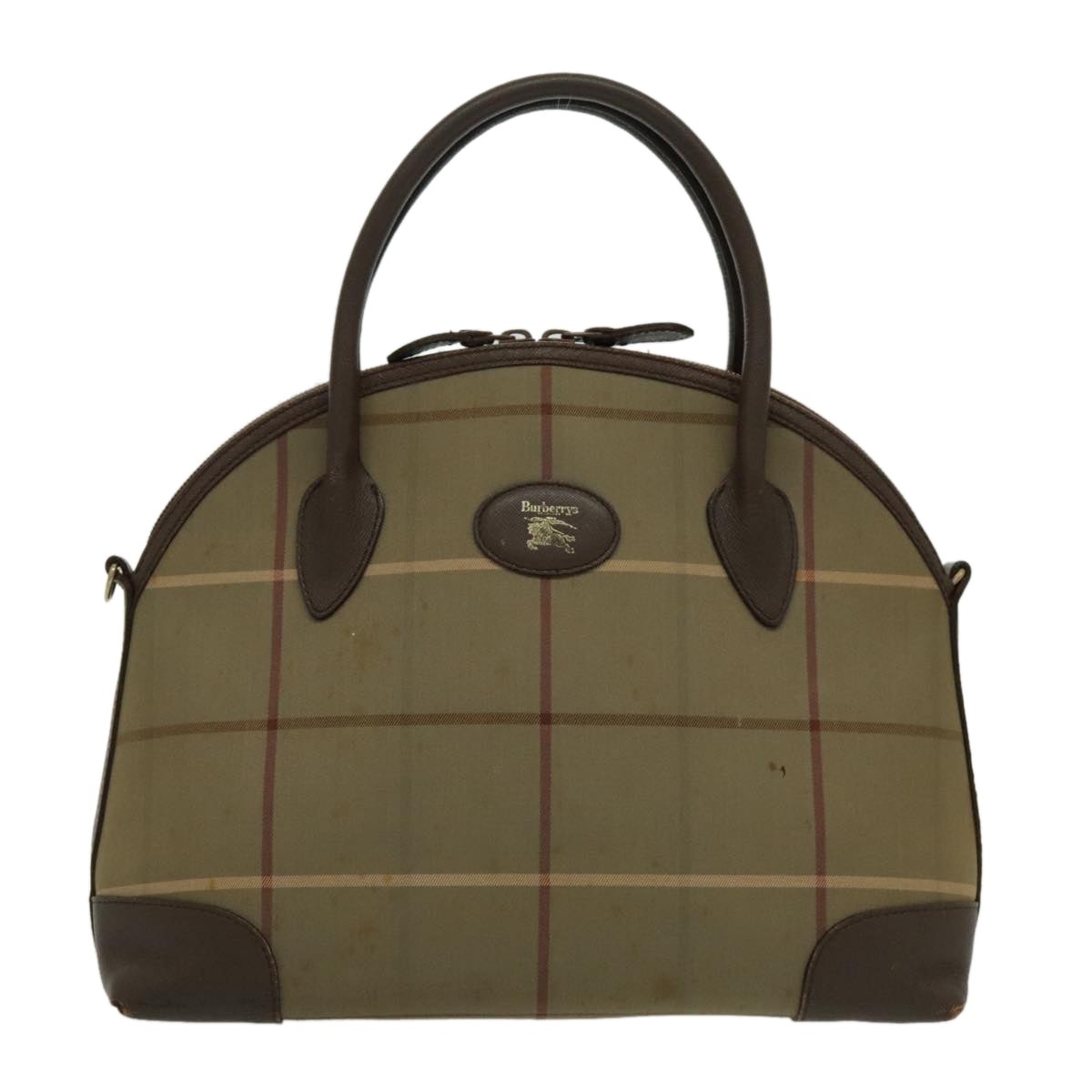 Burberry Nova Check Hand Bag Canvas Leather Brown Gold - 13