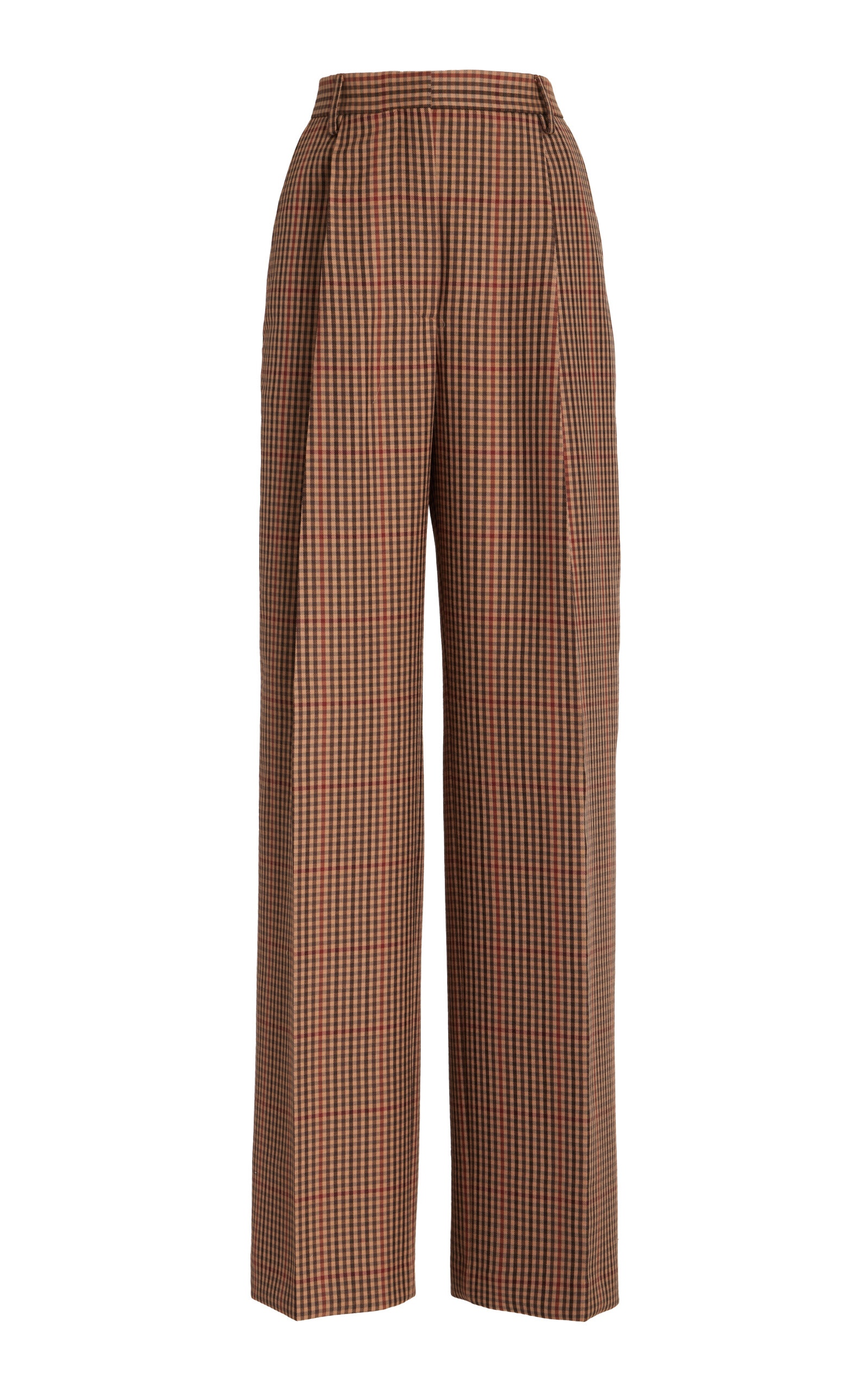 Porter Checked Wool Straight-Leg Pants brown - 1