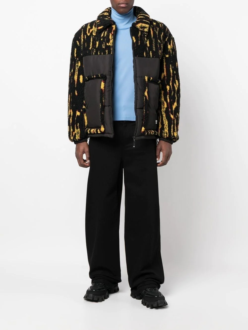 abstract-print panelled jacket - 2