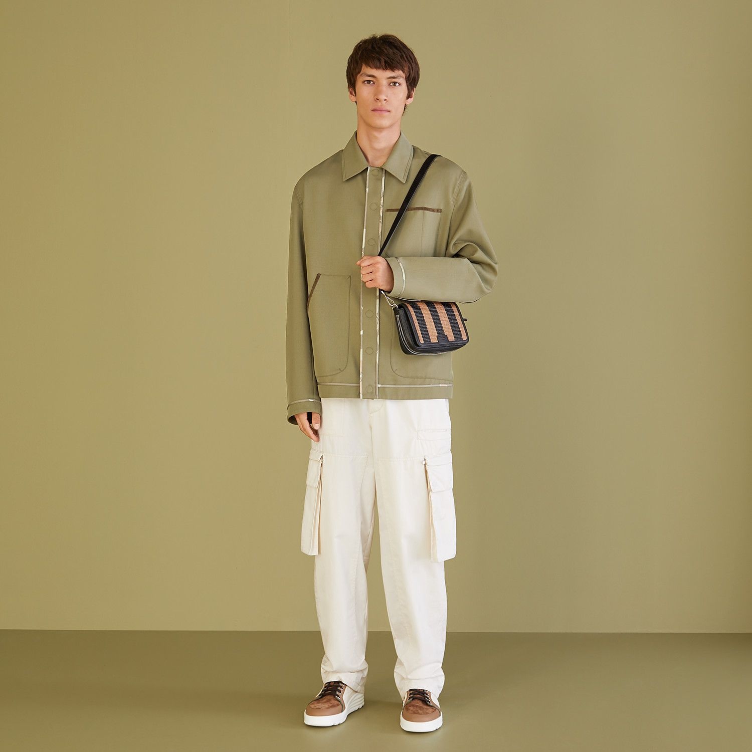 Green twill blouson - 4