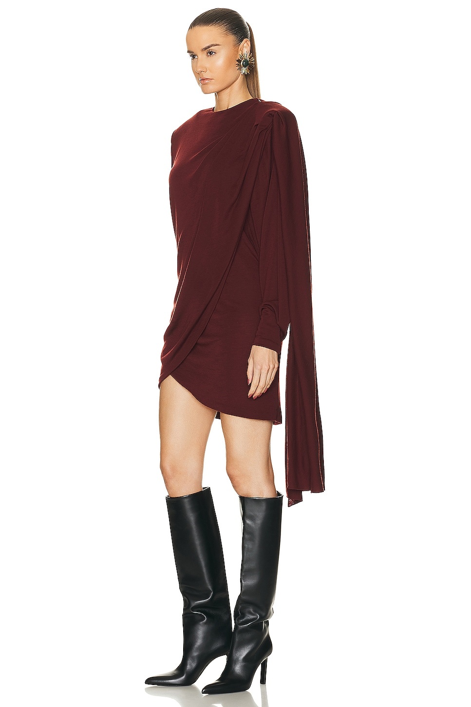 Long Sleeve Draped Dress - 3