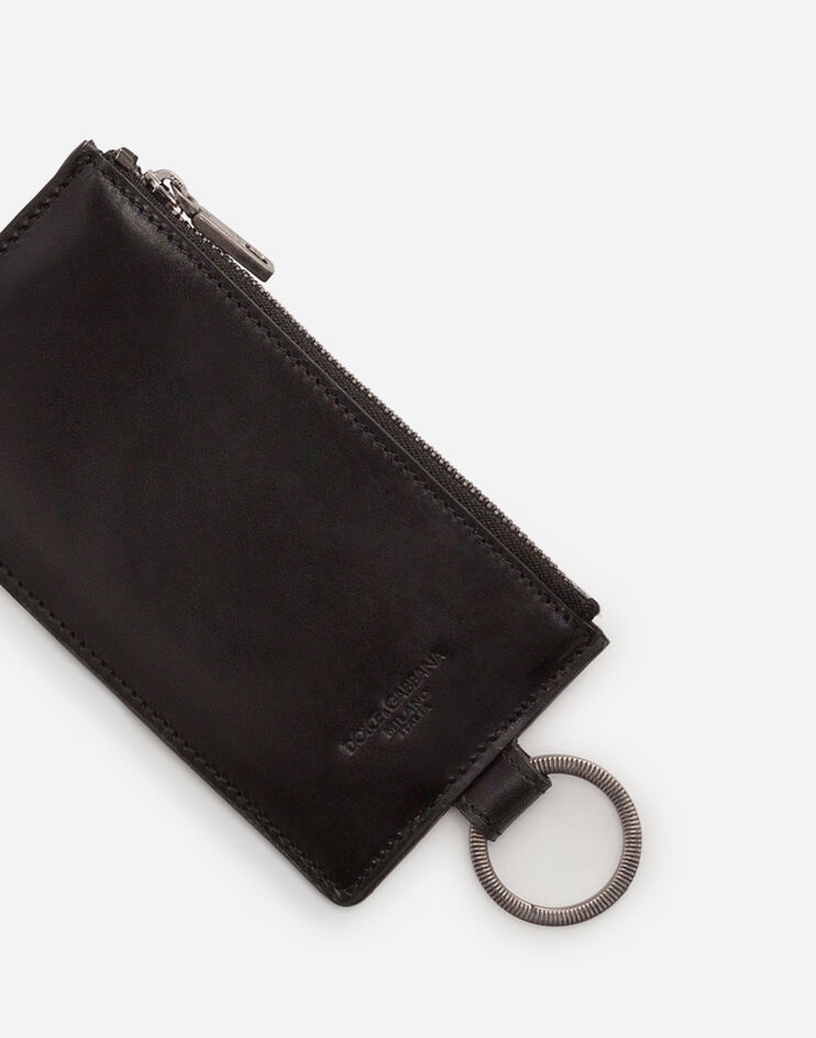 Horsehide card holder with crossbody strap and heat-stamped logo - 3