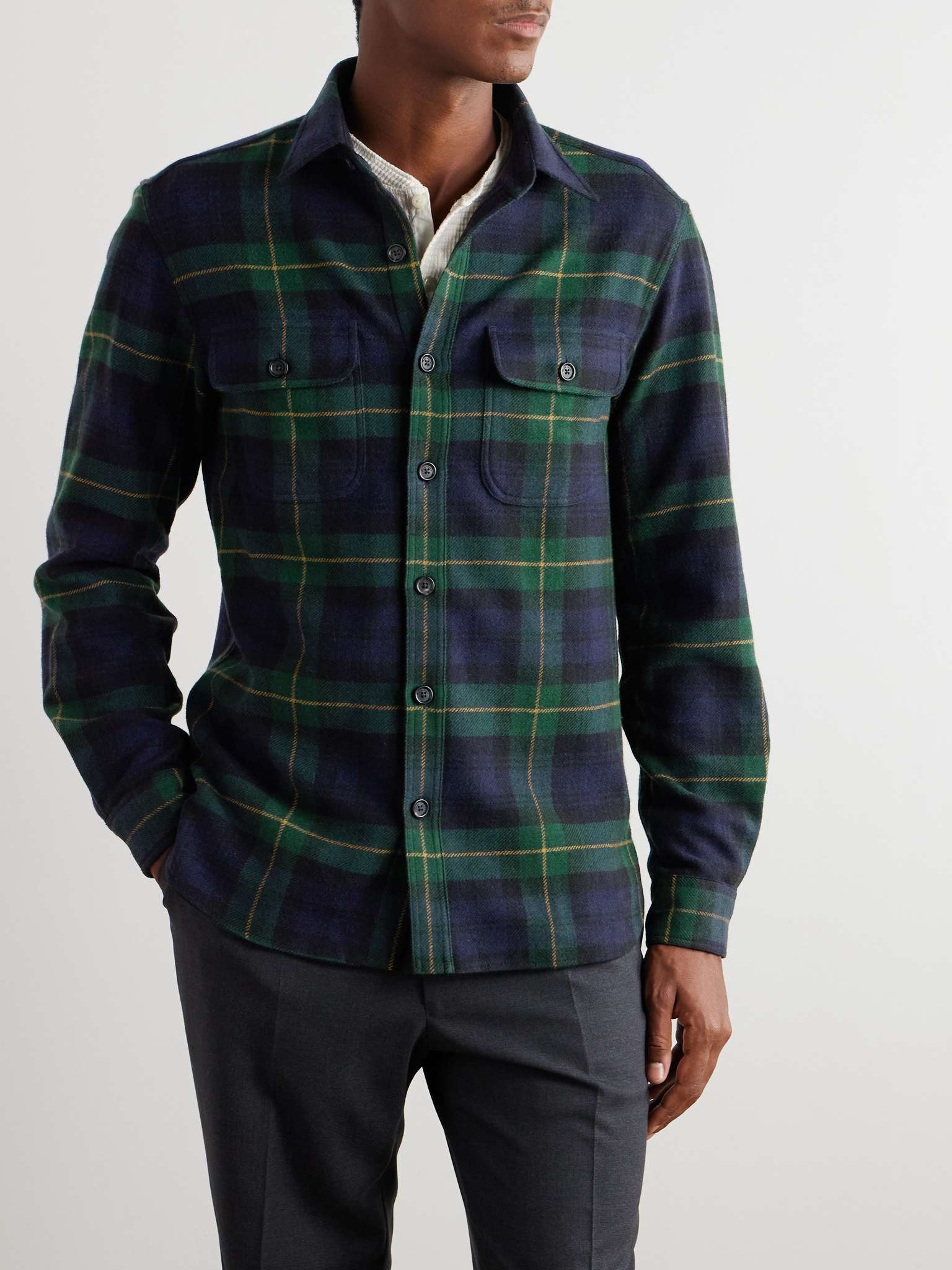 Checked Wool and Cashmere-Blend Shirt - 3