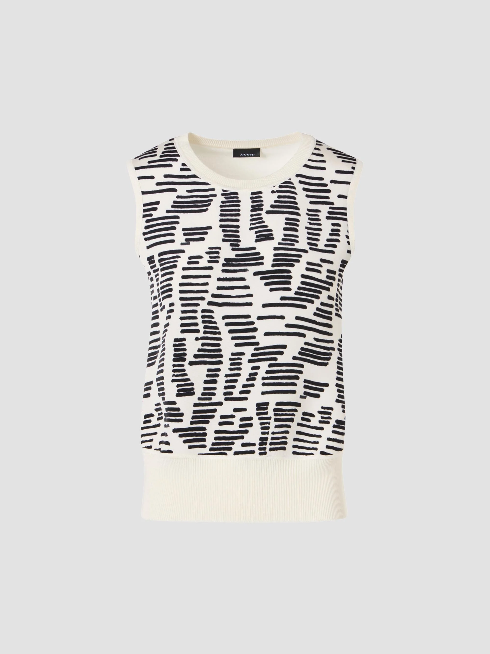 Women's Printed Silk Top - Ecru Black - 1