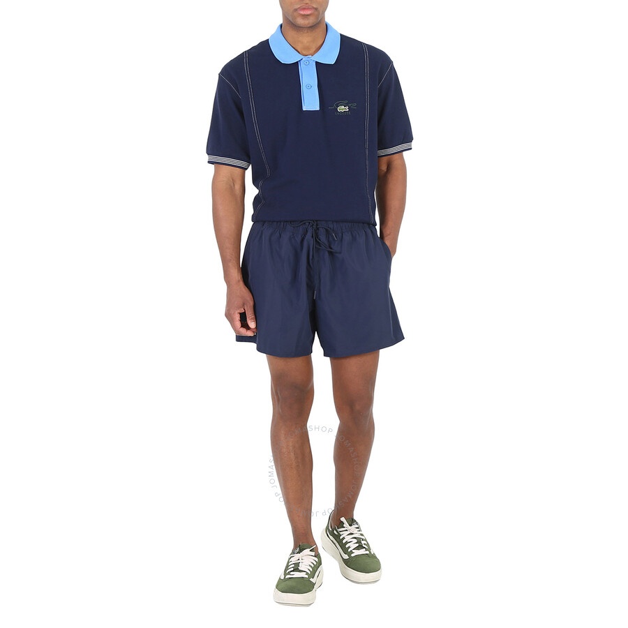 Lacoste Men's Navy Blue / Green Light Quick-Dry Swim Shorts - 6