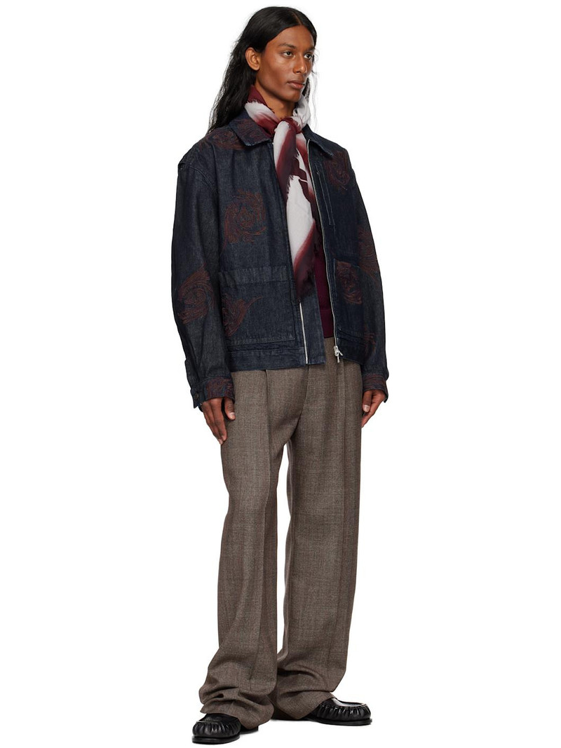 Dries Van Noten Burgundy & Gray Printed Scarf outlook