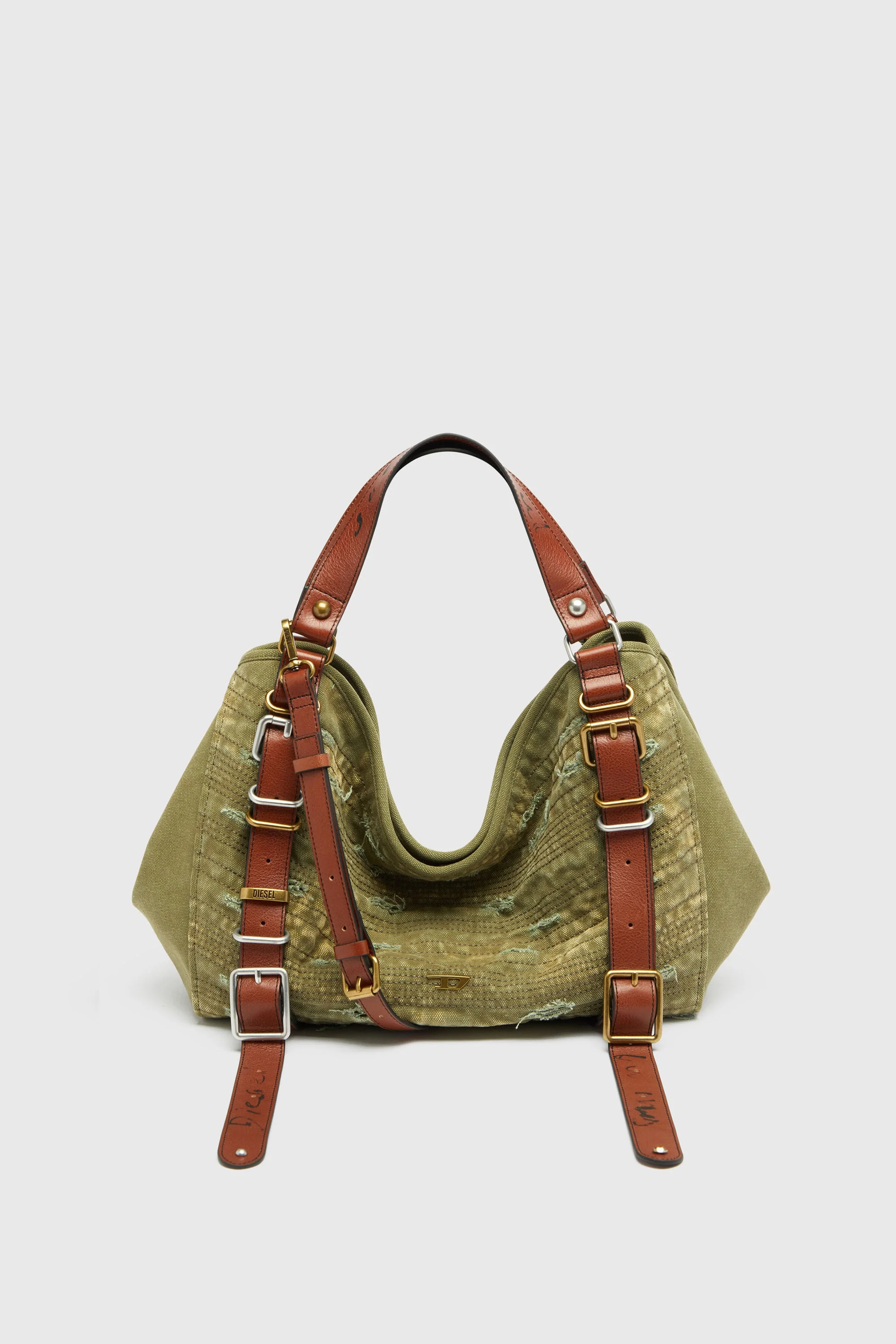 D-ONE-MEDIUM TOP-HANDLE BAG IN DISTRESSED CANVAS - 1