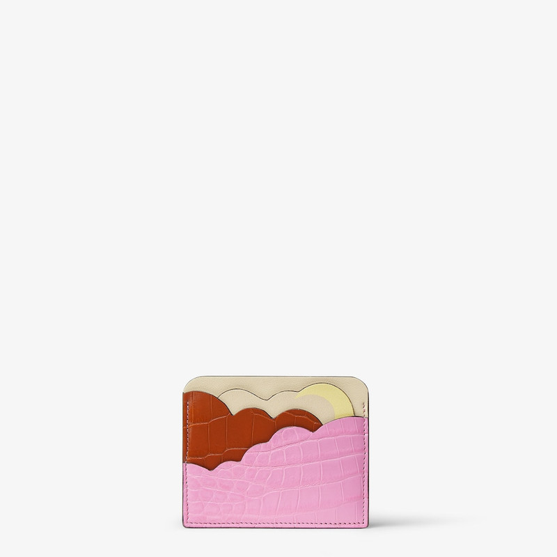 Fendi Postcard Card Case Multicolor leather and crocodile leather flat card holder 1