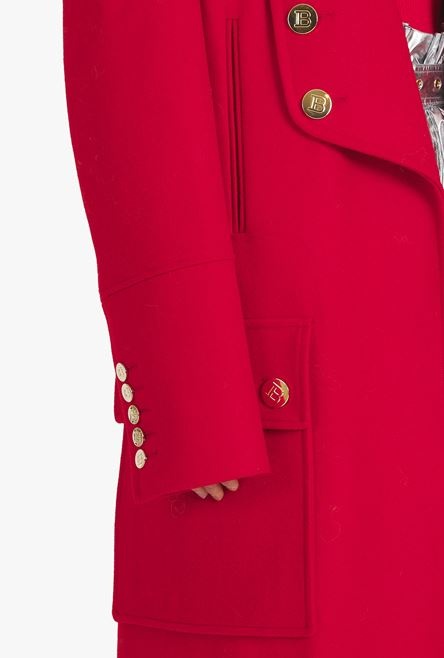 Long red wool coat - 8