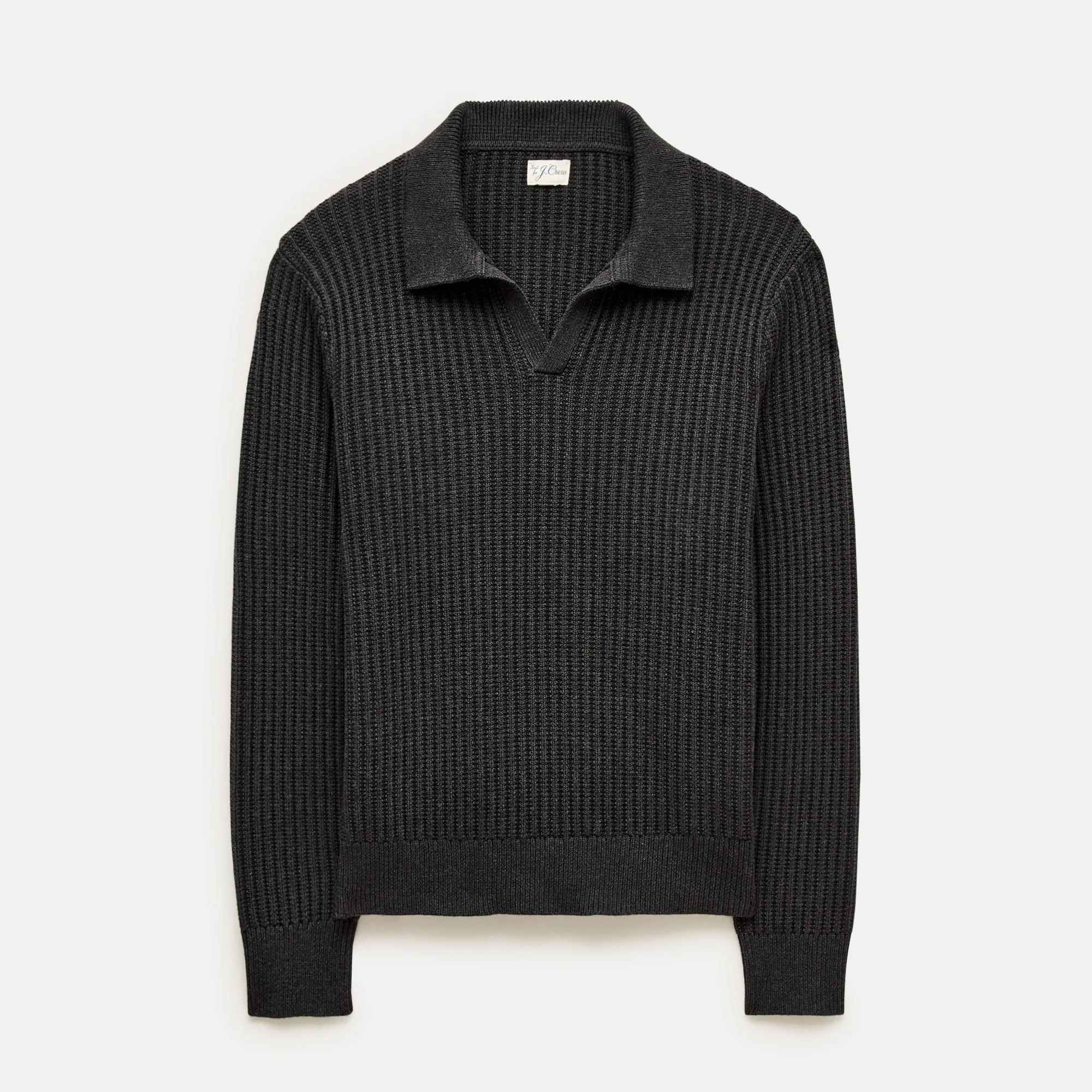Fisherman-rib johnny-collar sweater in cotton - 1