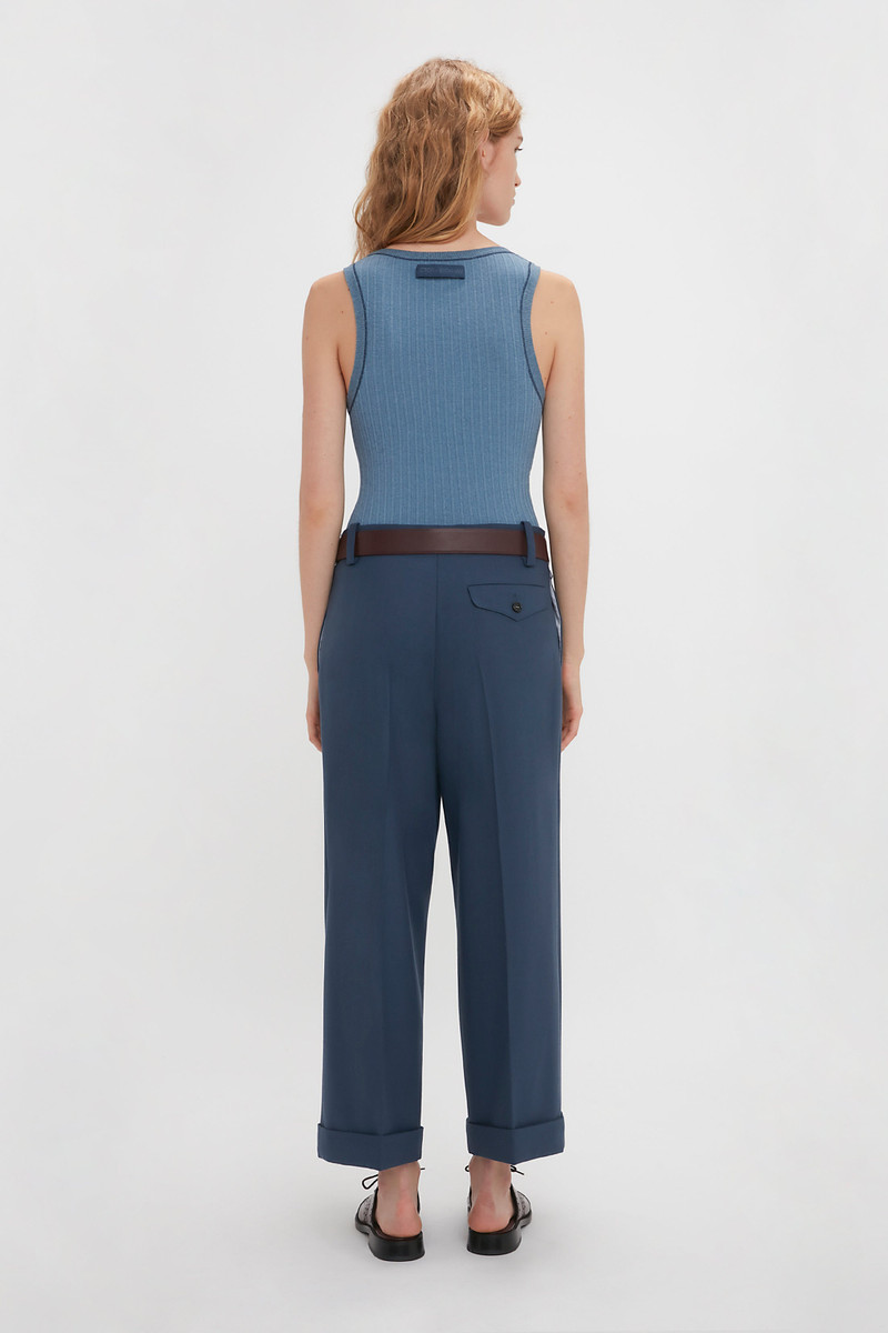 Fine Knit Micro Stripe Tank In Heritage Blue 4
