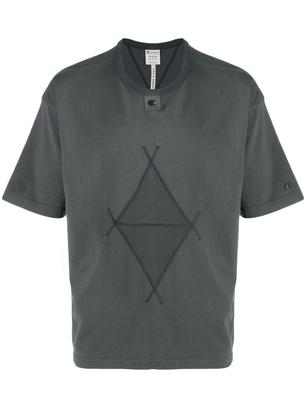 geometric-print crew neck T-Shirt  - 1