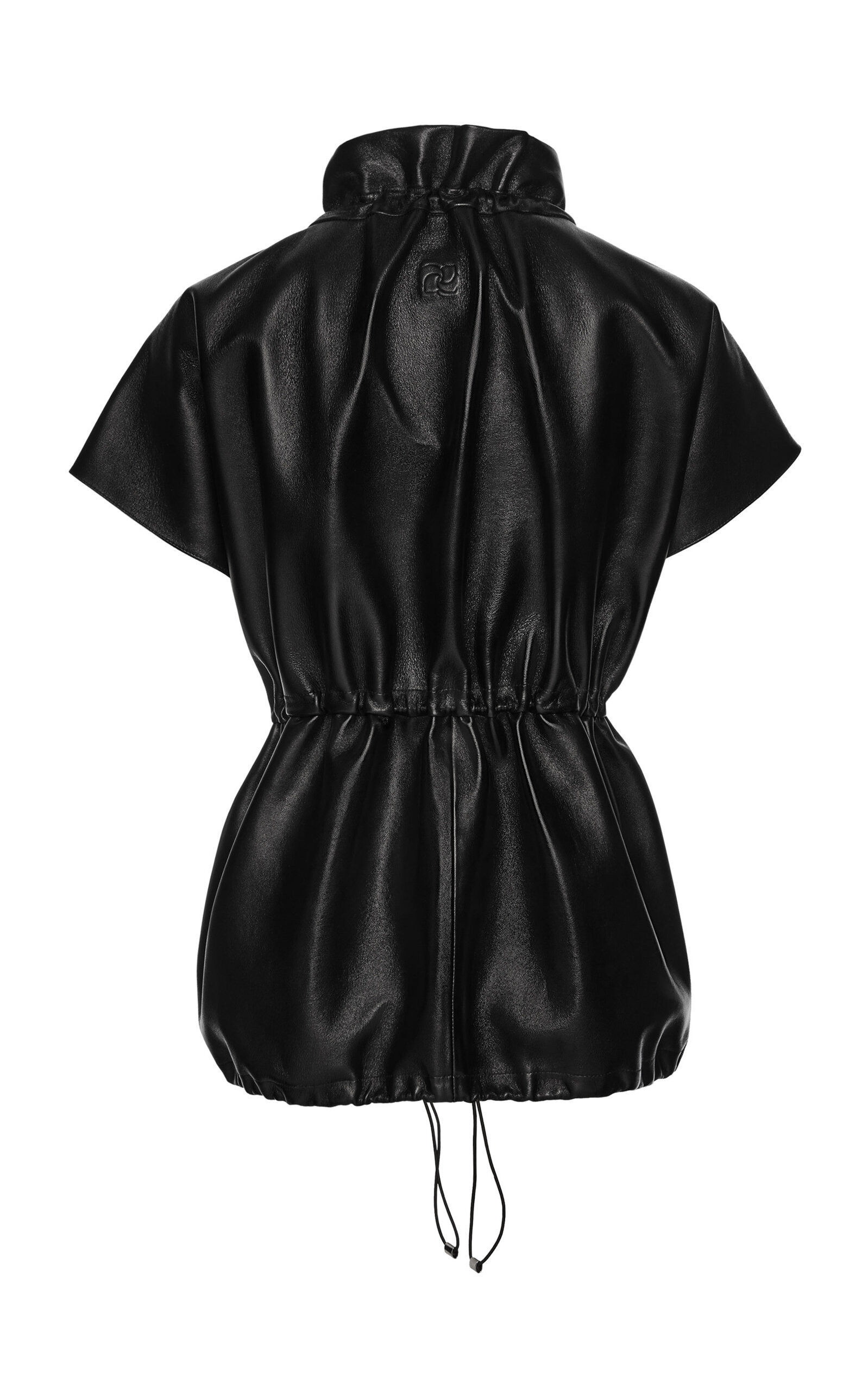 Kimono High Neck Leather Jacket black - 5