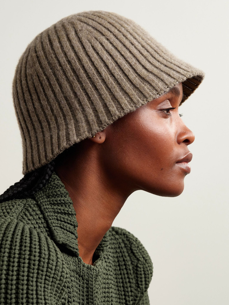 Loro Piana Fobello ribbed cashmere and silk-blend hat Gray outlook