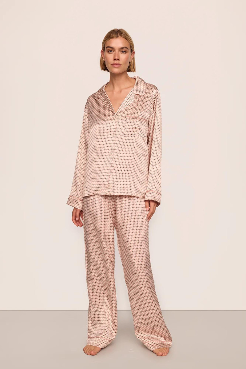 eberjey Inez Washable Silk Printed Long PJ Set outlook